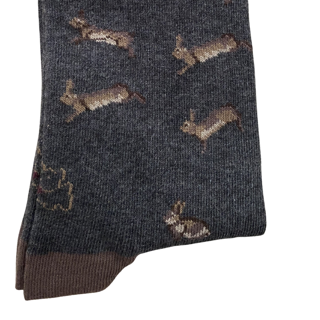 Calcetín Media Caña Mujer Kiff-Kiff – Estampado Conejos Fondo Gris | Fabricado en España