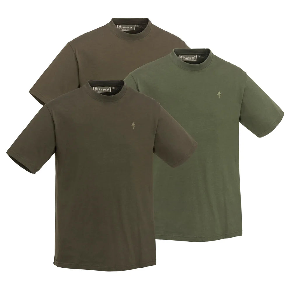 Pack 3 Camisetas Pinewood® Hombre – 100% Algodón Certificado Oeko-Tex® | Multicolor