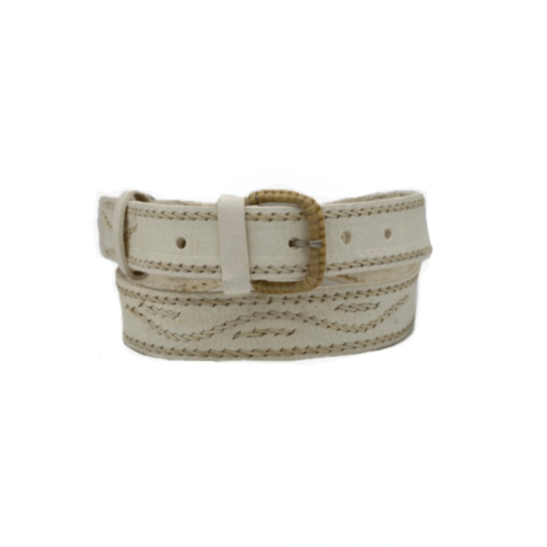 Cinturón Argentino Niños Piel Vacuna Artesanal Blanco – Hebilla Trenzada a Mano | Tallas 60-80