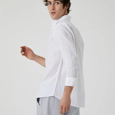 Camisa Lino y Algodón Hombre Kiff-Kiff – Blanca, Cuello Camisero | Verano