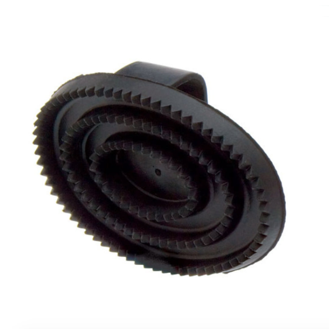 Almohaza Goma Ovalada Sprenger Básico – Asa de Goma, Color Negro | Limpieza Caballo