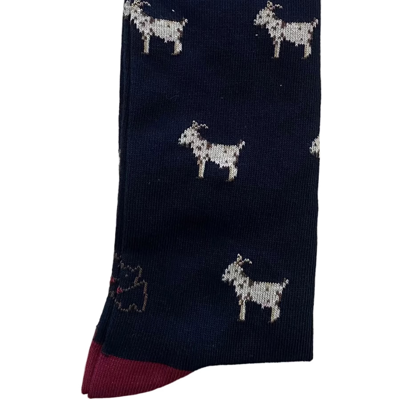 Calcetín Media Caña Hombre Kiff-Kiff – Estampado Cabra Fondo Azul Marino | Fabricado en España