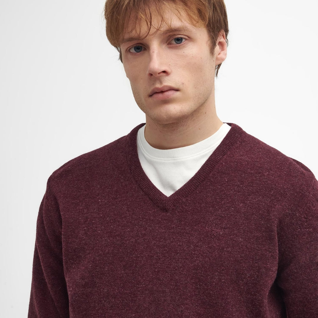 Jersey cuello en V Essential Barbour Merlot