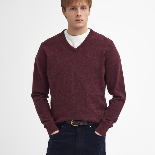 Jersey cuello en V Essential Barbour Merlot