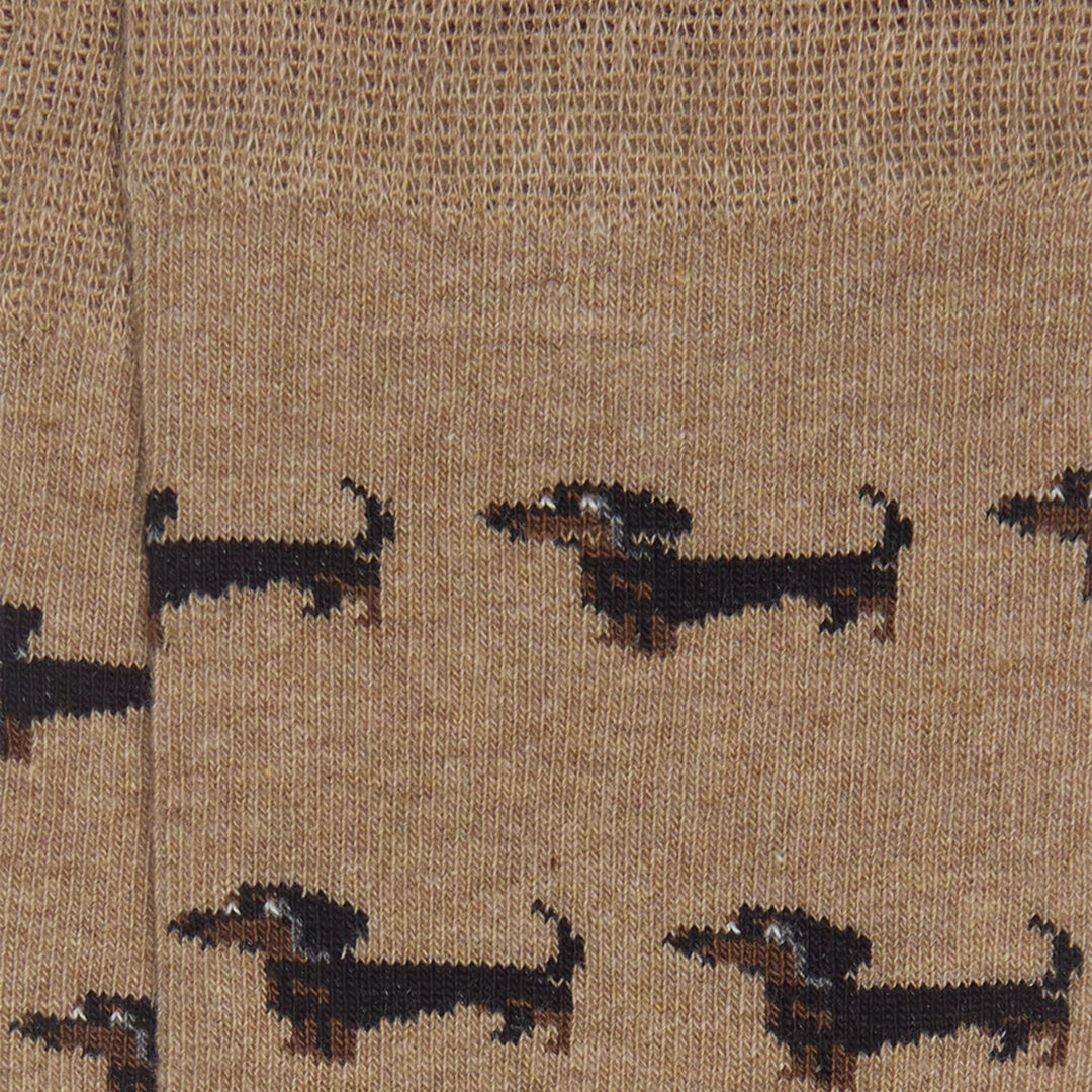 Calcetín Media Caña Mujer Kiff-Kiff – Estampado Teckel Fondo Beige | Fabricado en España