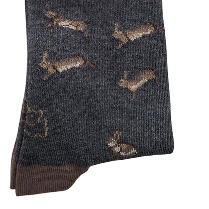 Calcetín Media Caña Mujer Kiff-Kiff – Estampado Conejos Fondo Gris | Fabricado en España