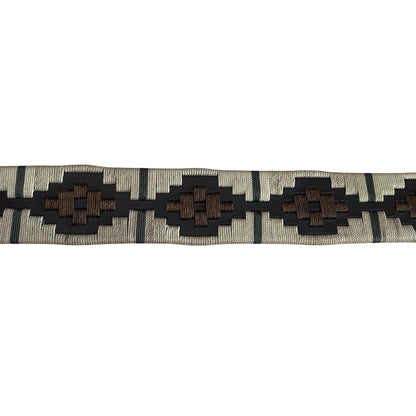 Cinturón Argentino Bordado Beige con Rombo Marrón – Piel 35mm