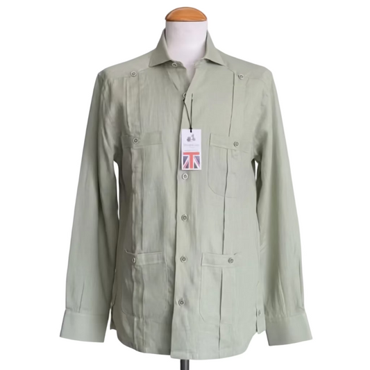 Camisa de Lino 100% My Scootter Verde| Hombre Campo y Ciudad
