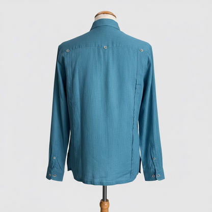 Guayabera de Lino 100% My Scootter Turqueza | Hombre Campo y Ciudad