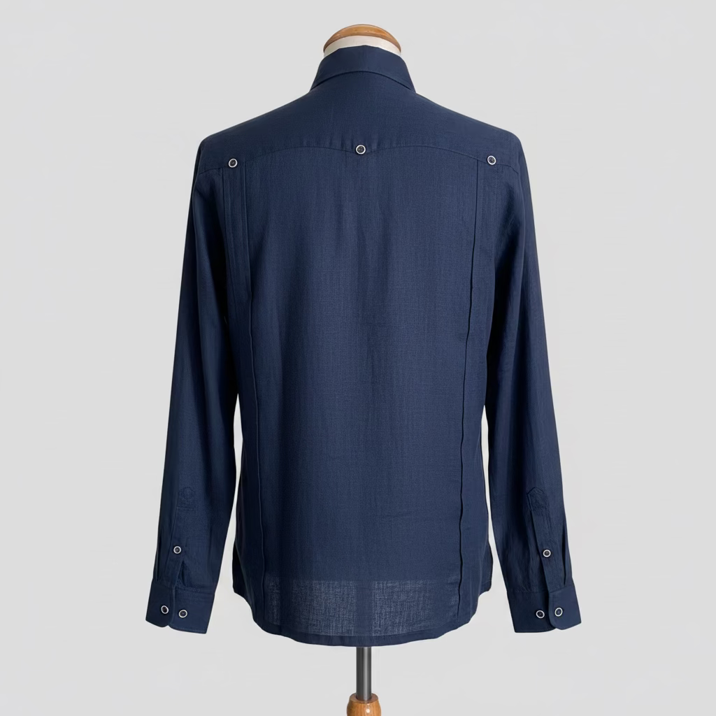 Guayabera de Lino 100% My Scootter Azul Marino | Hombre Campo y Ciudad