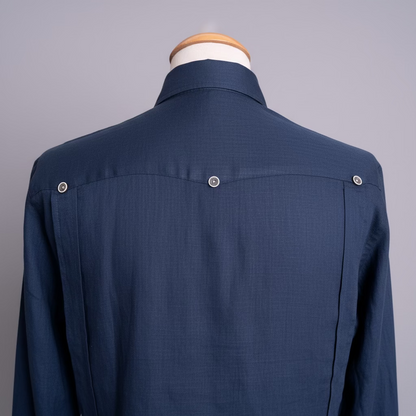 Guayabera de Lino 100% My Scootter Azul Marino | Hombre Campo y Ciudad