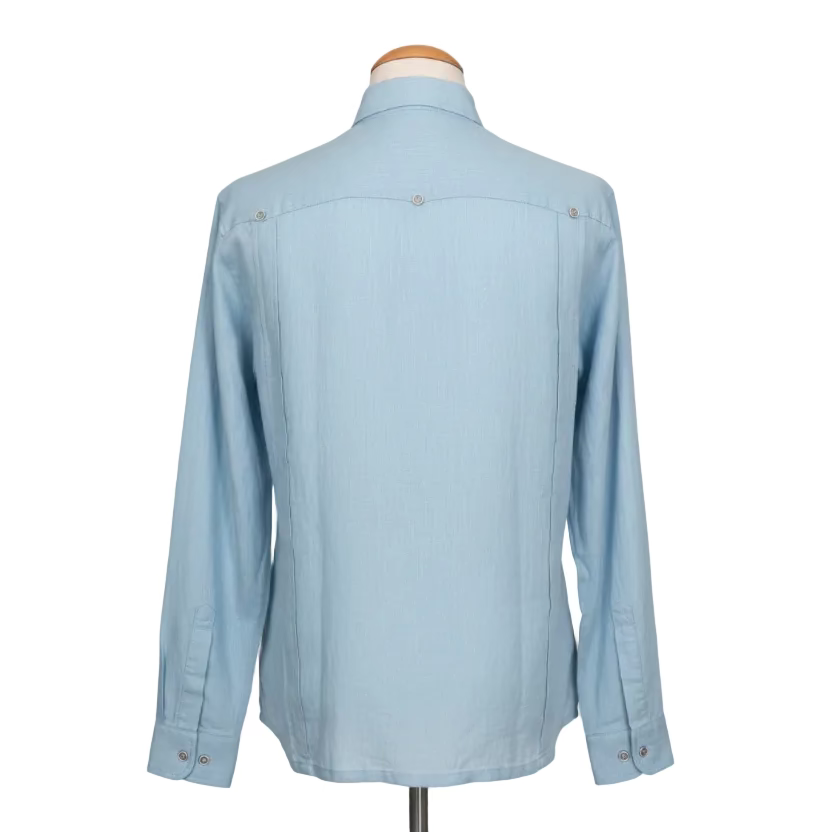 Guayabera de Lino 100% My Scootter Celeste | Hombre Campo y Ciudad (Copia)
