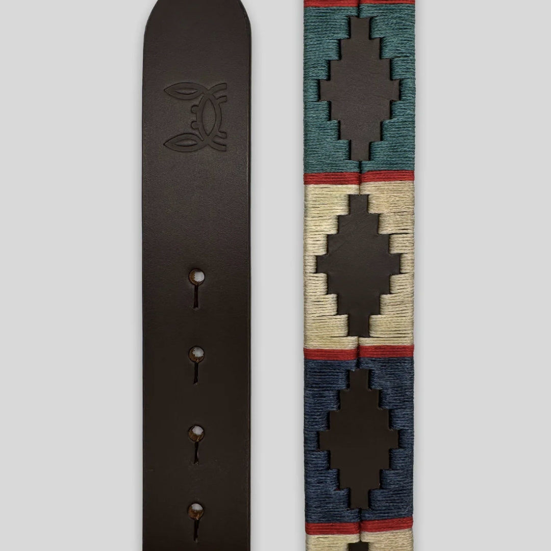 Cinturón Polo Argentino Marino/Beige/Turquesa