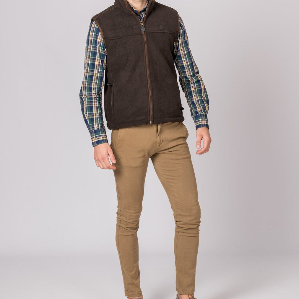 Chaleco Polar Berlín British Cotton Marrón – 100% Poliéster, Cremallera y Logo Grabado | Tallas S a 4XL