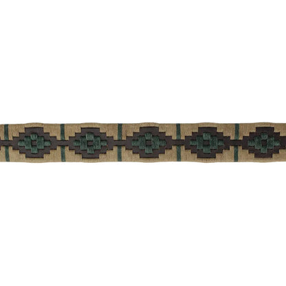 Cinturón Argentino Bordado Beige con Rombo Verde – Piel 35mm